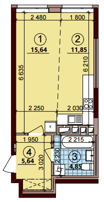 1-кімнатна 37.98 м² в ЖК Варшавський Плюс від 18 950 грн/м², Київ