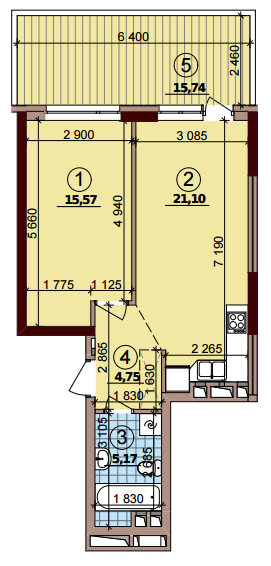 1-кімнатна 51.31 м² в ЖК Варшавський Плюс від 18 950 грн/м², Київ