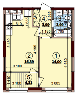 1-комнатная 42.68 м² в ЖК Варшавский Плюс от 18 950 грн/м², Киев