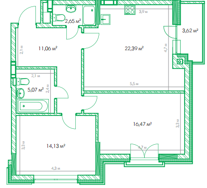 2-комнатная 72 м² в ЖК Garden City Residence от 46 700 грн/м², Киев
