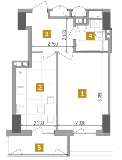 1-комнатная 42.6 м² в ЖК West House от 29 050 грн/м², Киев