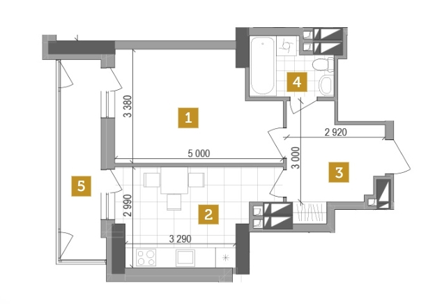 1-кімнатна 44.7 м² в ЖК West House від 34 600 грн/м², Київ