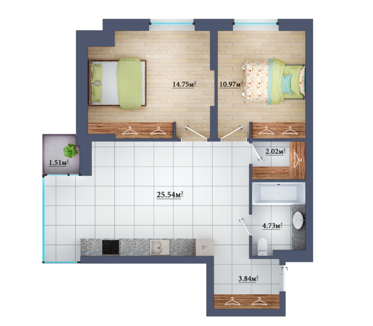 2-кімнатна 62.3 м² в ЖК Метрополія Дарниця від 28 500 грн/м², Київ