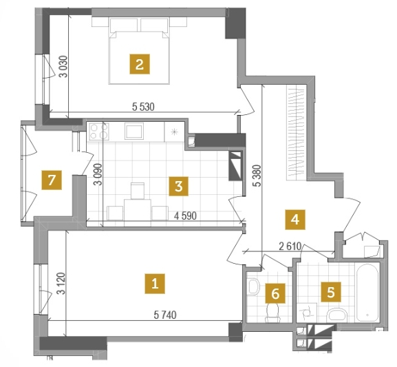 2-комнатная 68.7 м² в ЖК West House от 39 900 грн/м², Киев