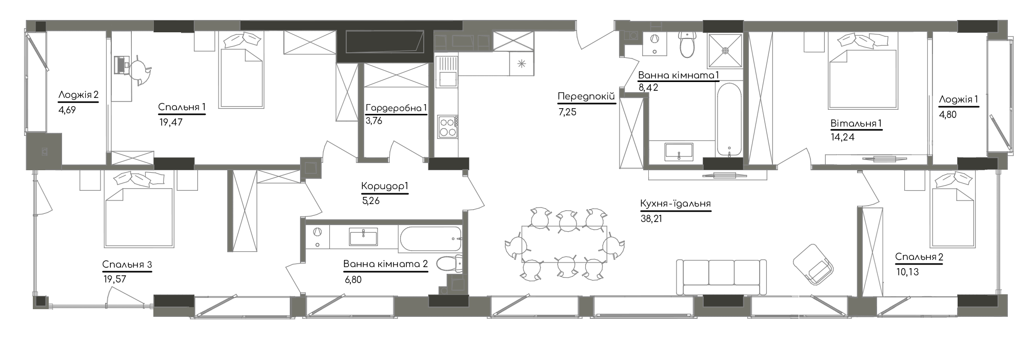 3-комнатная 124.13 м² в ЖК Washington Concept House от 58 362 грн/м², Киев