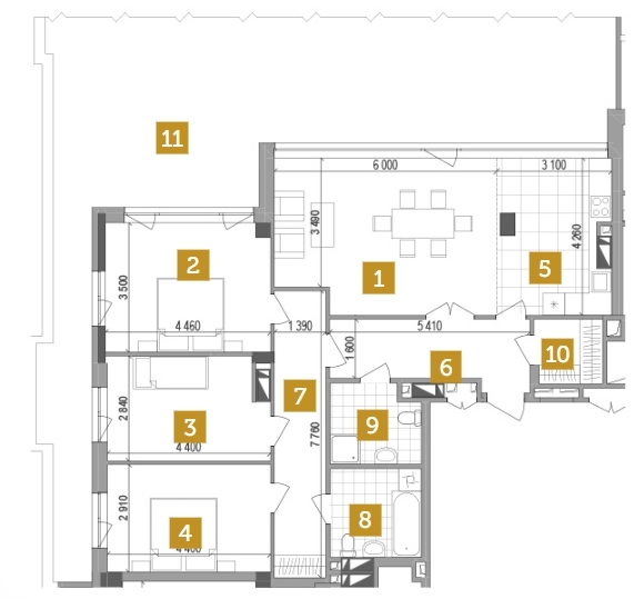 4-кімнатна 132.1 м² в ЖК West House від 40 450 грн/м², Київ