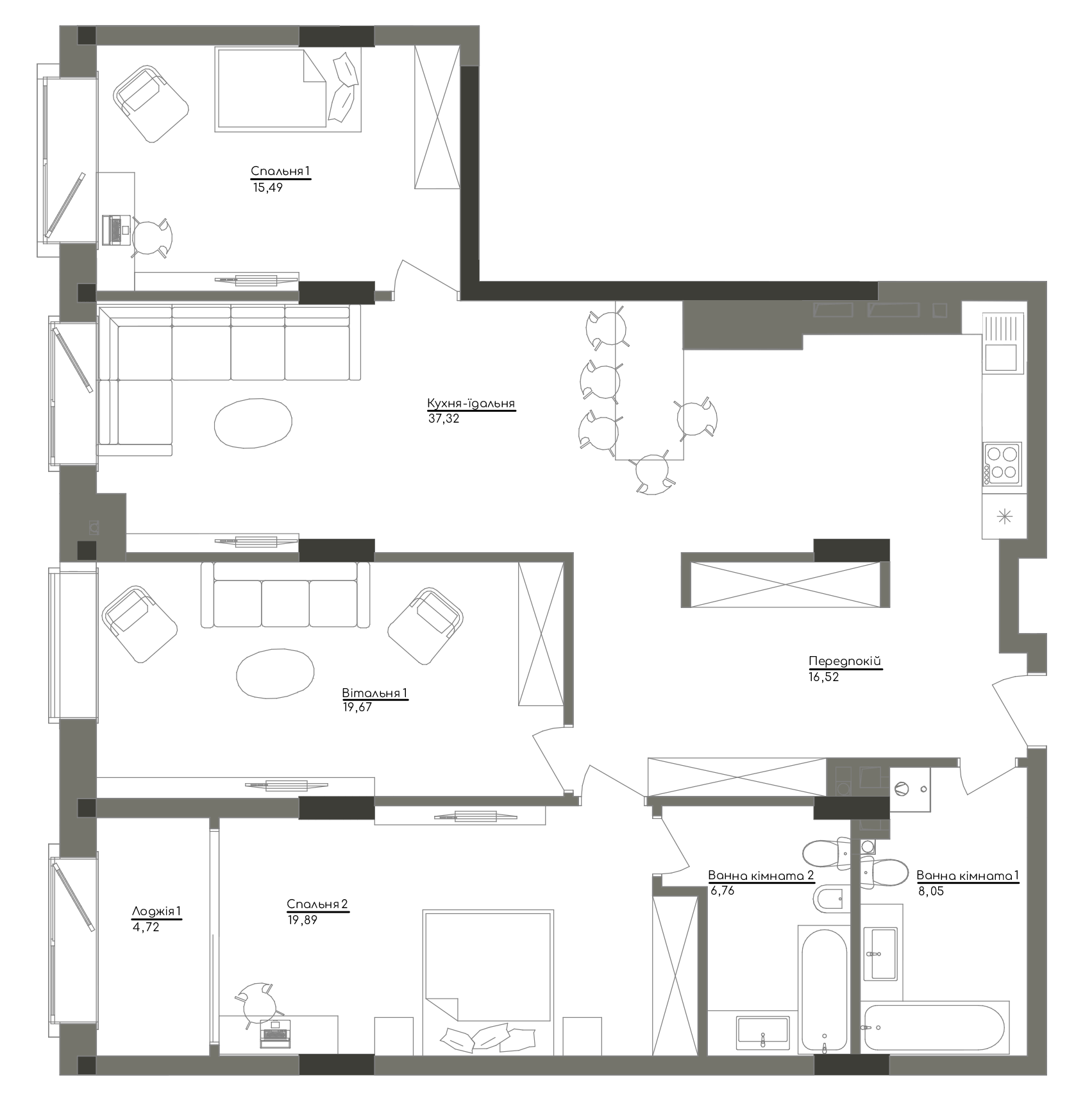 3-комнатная 128.42 м² в ЖК Washington Concept House от 59 802 грн/м², Киев