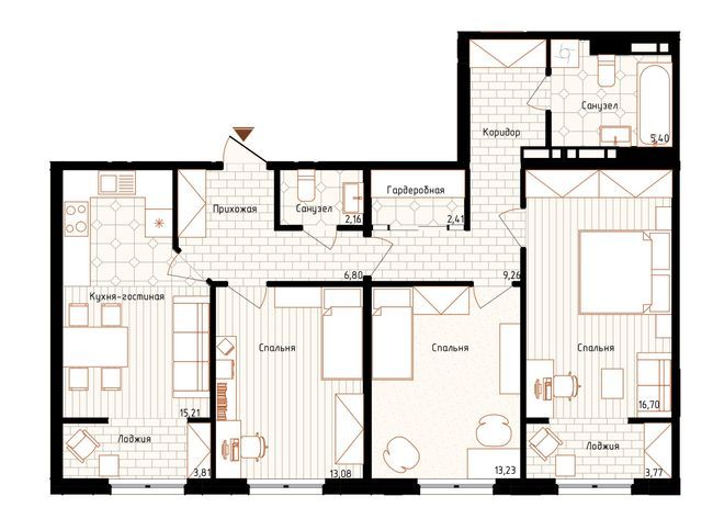 3-комнатная 91.83 м² в ЖК Новая Англия от 26 300 грн/м², Киев