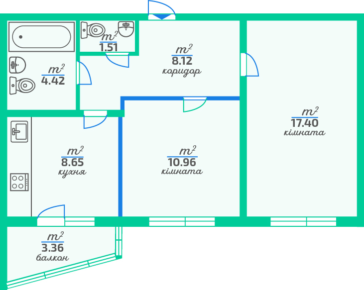 2-кімнатна 53.75 м² в ЖК LaLaLand від 32 000 грн/м², Київ