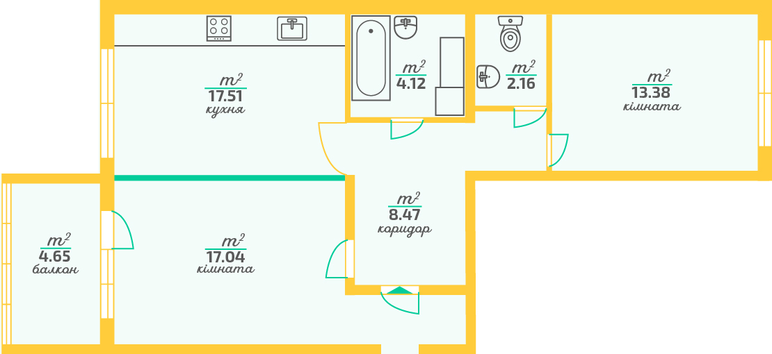 2-кімнатна 67.33 м² в ЖК LaLaLand від 18 900 грн/м², Київ