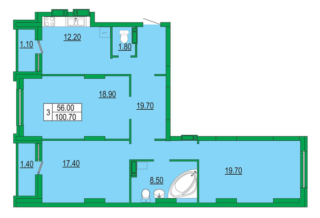 3-комнатная 100.7 м² в ЖК Венеция от 33 800 грн/м², Киев