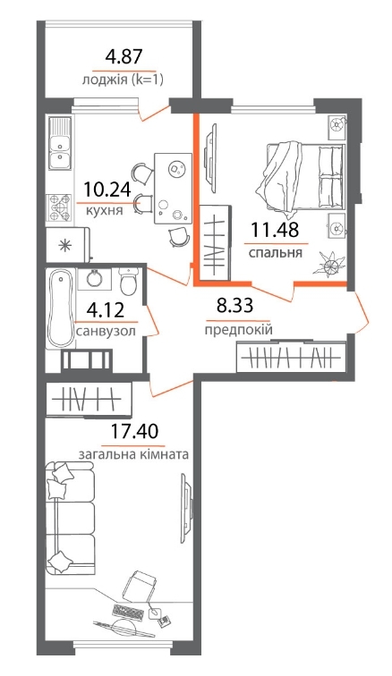 2-кімнатна 55.47 м² в ЖК Welcome Home на Стеценка від 20 000 грн/м², Київ