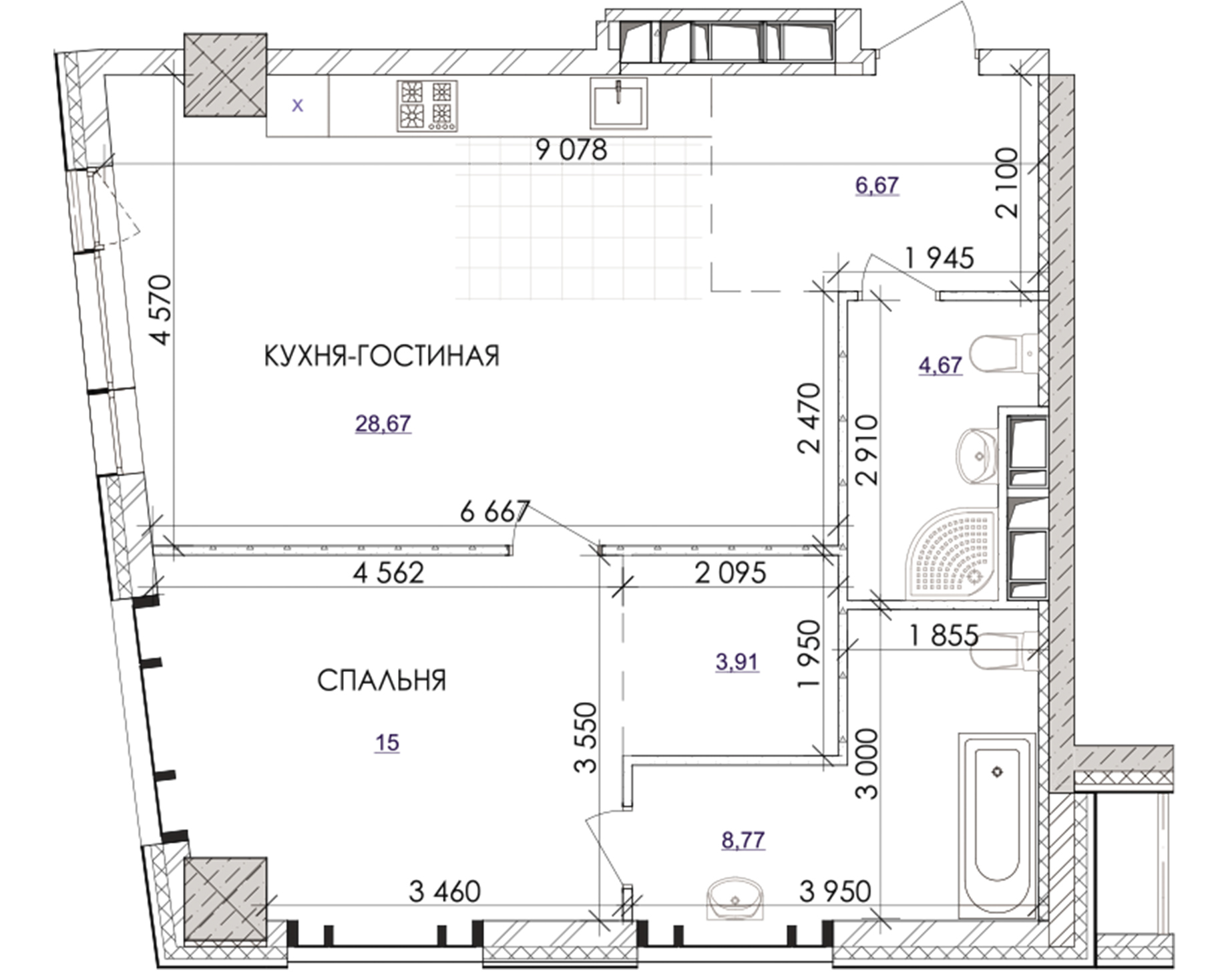 1-комнатная 67.54 м² в ЖК Park Avenue VIP от застройщика, Киев