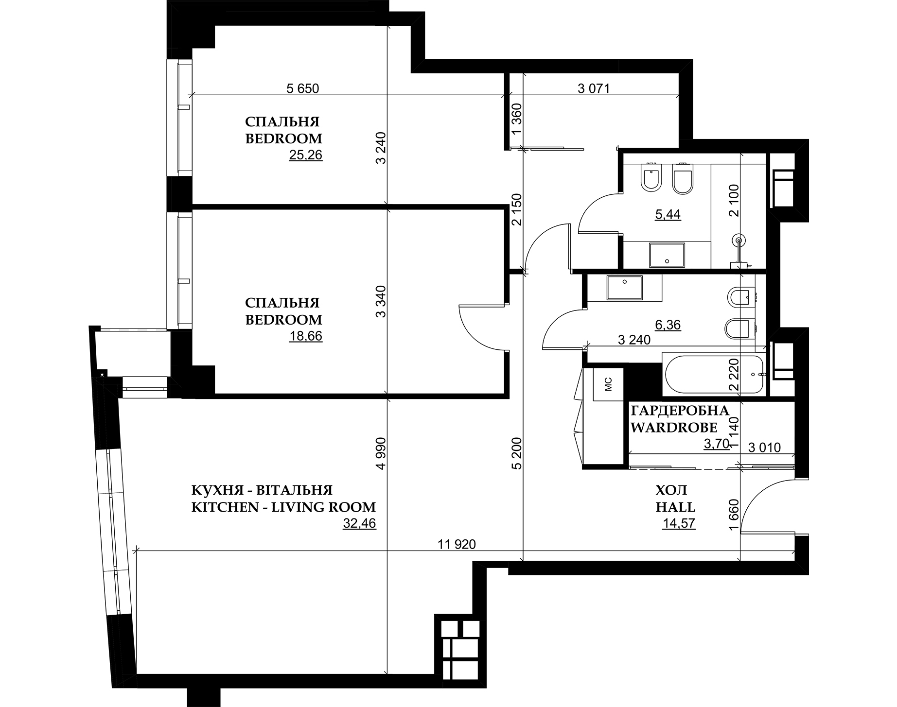 2-кімнатна 106.44 м² в ЖК Park Avenue VIP від 60 150 грн/м², Київ