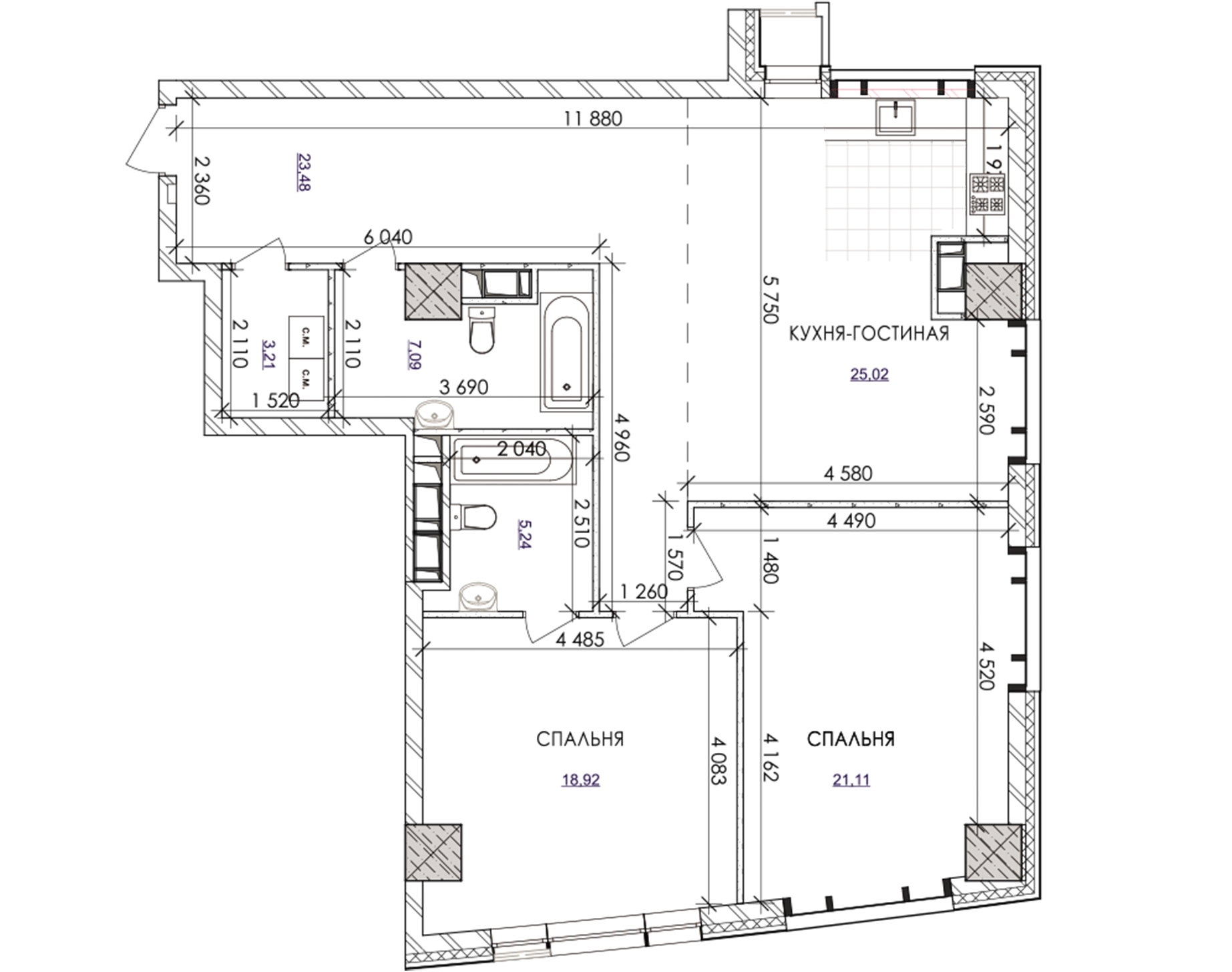 2-комнатная 102.4 м² в ЖК Park Avenue VIP от 60 150 грн/м², Киев