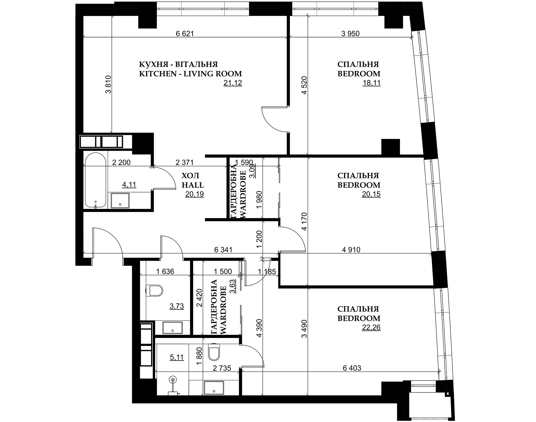 3-кімнатна 121.49 м² в ЖК Park Avenue VIP від 60 150 грн/м², Київ