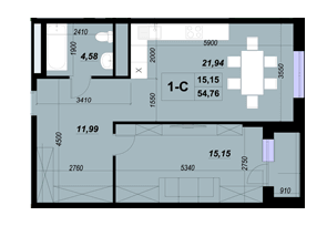 1-комнатная 54.76 м² в ЖК ParkLand от 19 000 грн/м², Киев