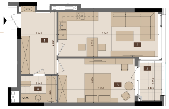 1-комнатная 54 м² в ЖК Tetris Hall от 149 250 грн/м², Киев