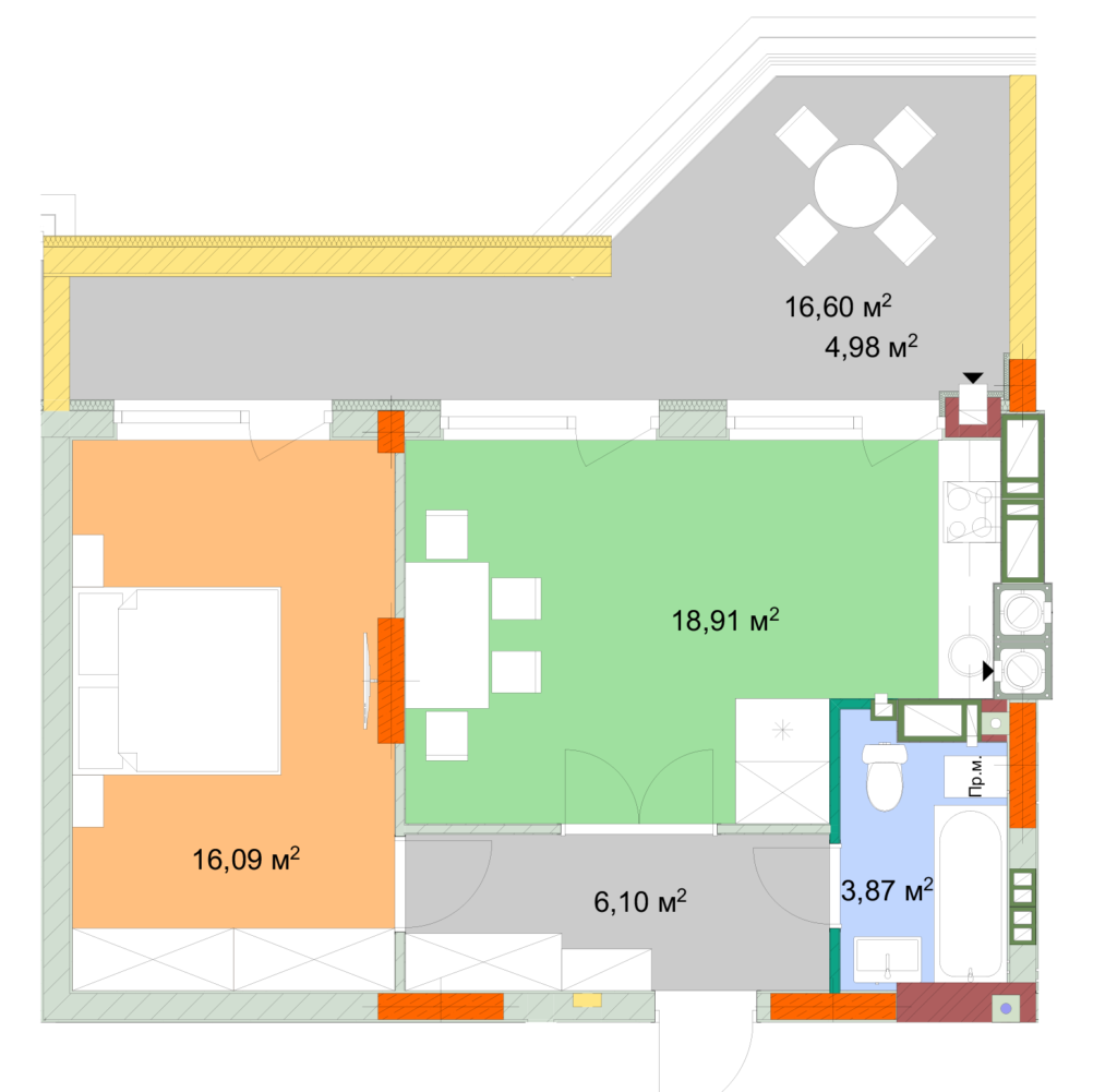 1-кімнатна 49.95 м² в ЖК На Прорізній від забудовника, смт Гостомель