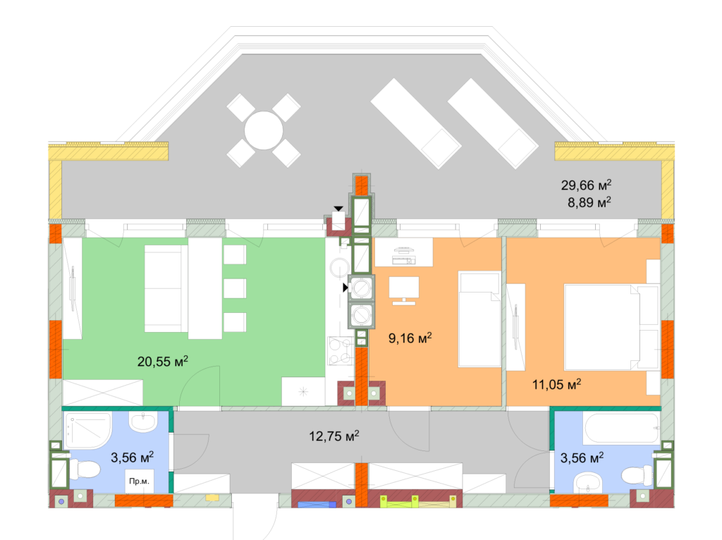 2-кімнатна 69.52 м² в ЖК На Прорізній від 21 000 грн/м², смт Гостомель
