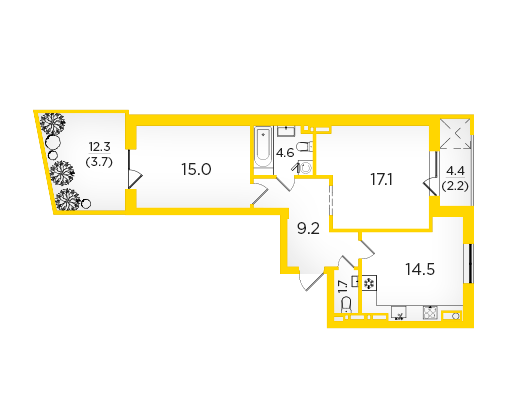 2-комнатная 68 м² в ЖК Scandia от 16 500 грн/м², г. Бровары