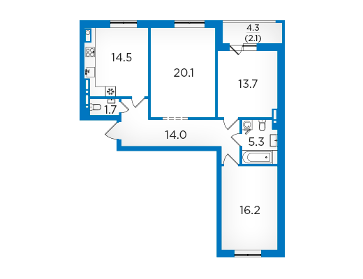 3-комнатная 87.6 м² в ЖК Scandia от 15 500 грн/м², г. Бровары