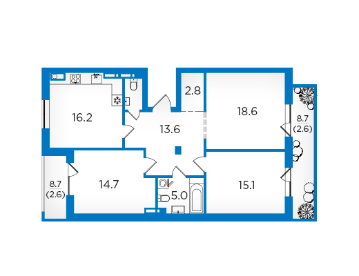 3-кімнатна 92.4 м² в ЖК Scandia від 16 500 грн/м², м. Бровари