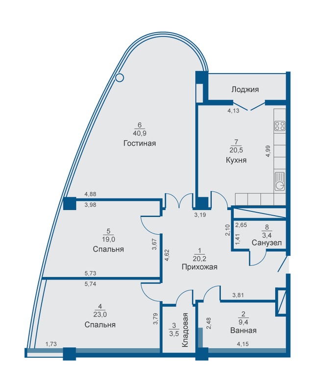 3-кімнатна 142.4 м² в ЖК Тріумф від 56 850 грн/м², Київ