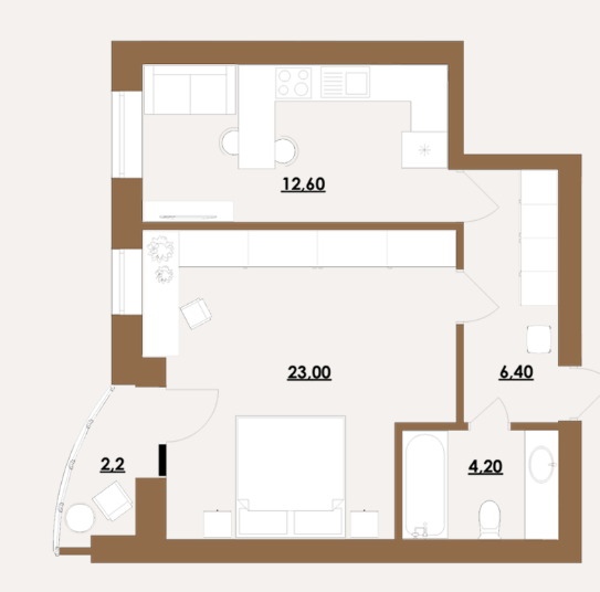 1-кімнатна 49.6 м² в ЖК Комфорт Сіті від 26 000 грн/м², Київ