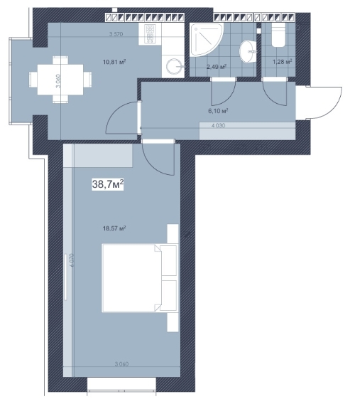 1-комнатная 38.7 м² в ЖК Sky Hill от 35 800 грн/м², Киев
