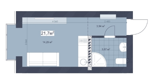 1-комнатная 21.7 м² в ЖК Sky Hill от 35 800 грн/м², Киев