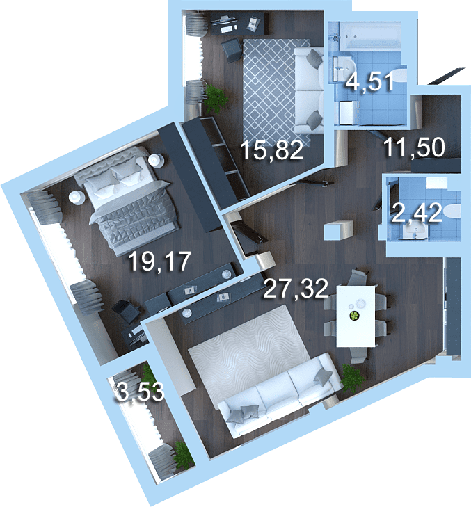 2-комнатная 82.7 м² в ЖК Новопечерська Вежа от 42 839 грн/м², Киев