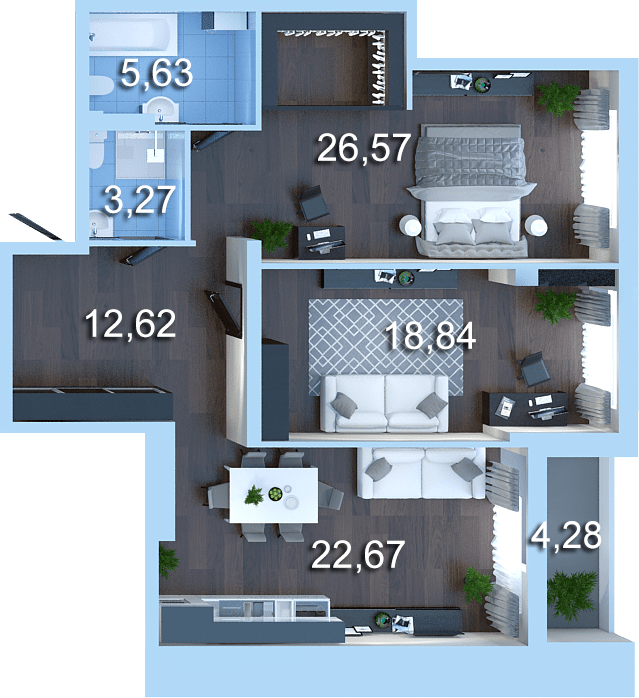 2-комнатная 91.5 м² в ЖК Новопечерська Вежа от 44 882 грн/м², Киев
