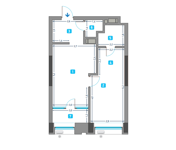 1-комнатная 48.57 м² в ЖК Славутич от 28 050 грн/м², Киев