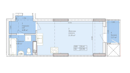 1-кімнатна 33.41 м² в ЖК Багговутівський від 25 000 грн/м², Київ