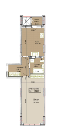 1-комнатная 50.88 м² в ЖК Багговутовский от 25 000 грн/м², Киев