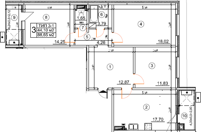 3-комнатная 88.65 м² в ЖК Квартал Тарасовский от 16 650 грн/м², с. Тарасовка