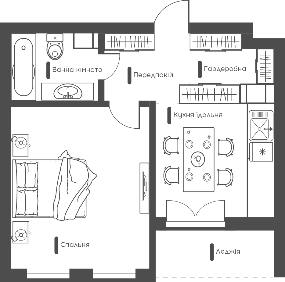 1-кімнатна 40.93 м² в ЖК Happy House від 31 950 грн/м², Київ