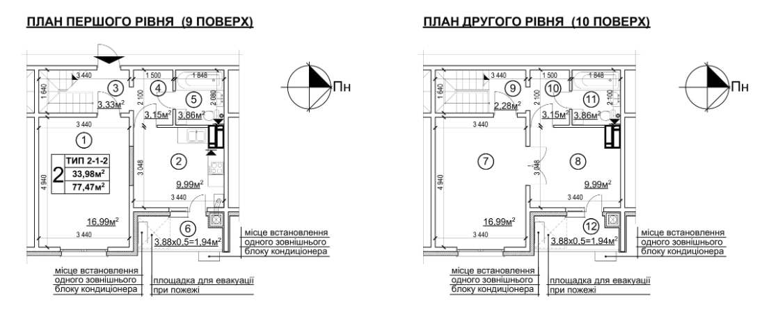 2-кімнатна 77.47 м² в ЖК Квартал Тарасівський від 10 100 грн/м², с. Тарасівка