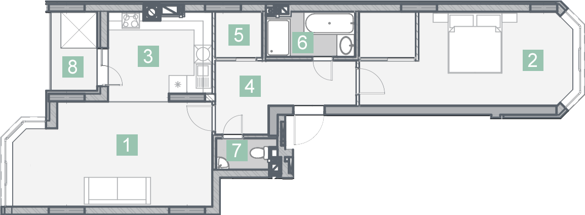 2-комнатная 80 м² в КД На Радистов от 35 000 грн/м², Киев