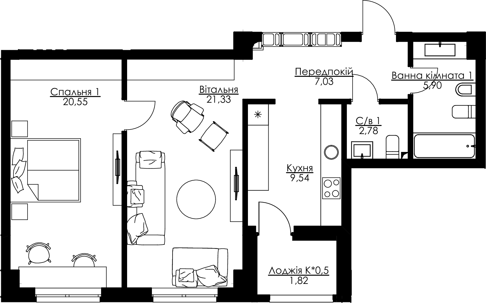 2-кімнатна 69.95 м² в ЖК Resident Concept House від 62 150 грн/м², Київ