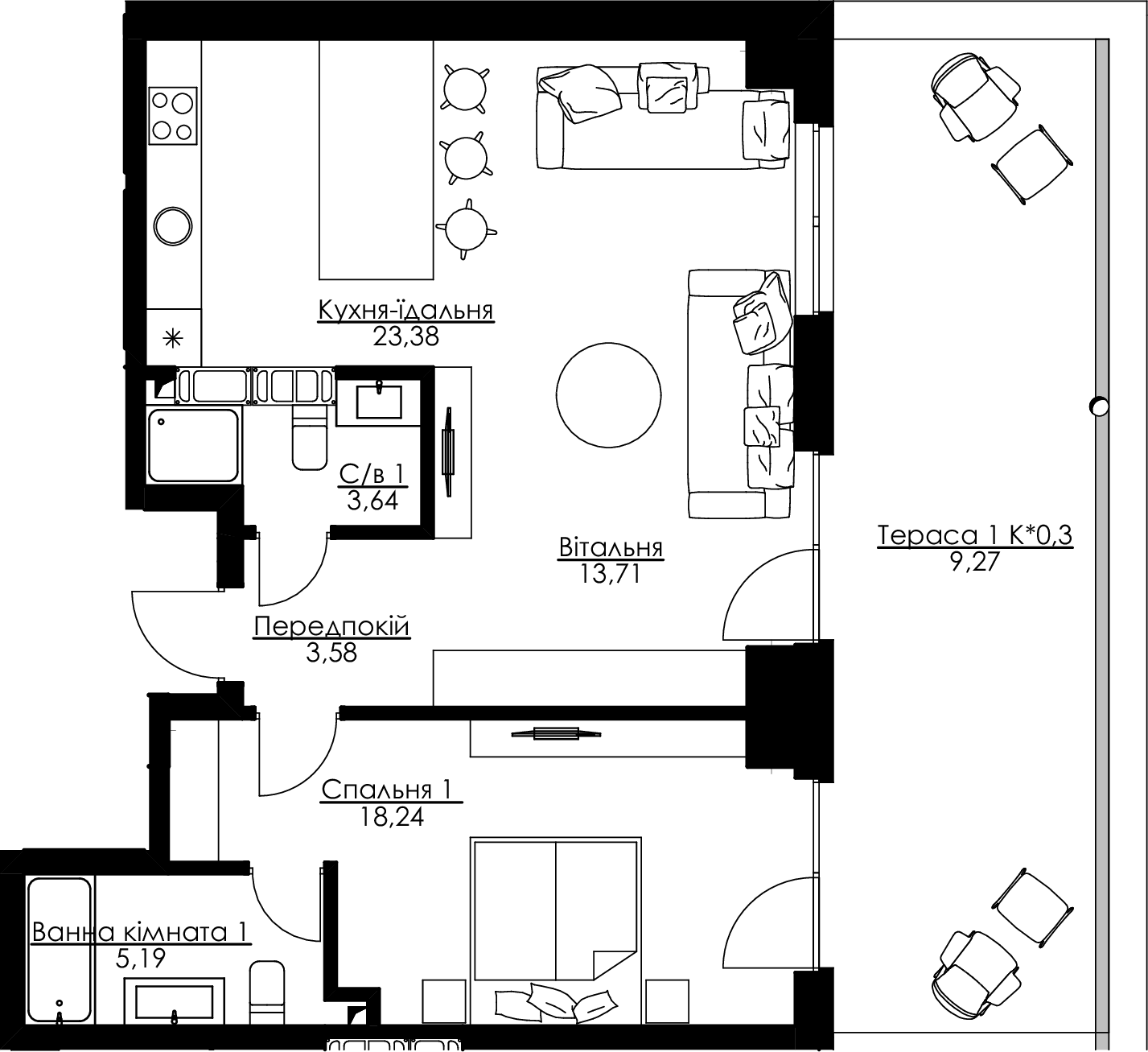 2-кімнатна 77.01 м² в ЖК Resident Concept House від 84 300 грн/м², Київ