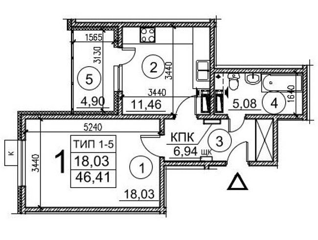 1-комнатная 46.41 м² в ЖК Выгуровщина-20 от 19 300 грн/м², Киев