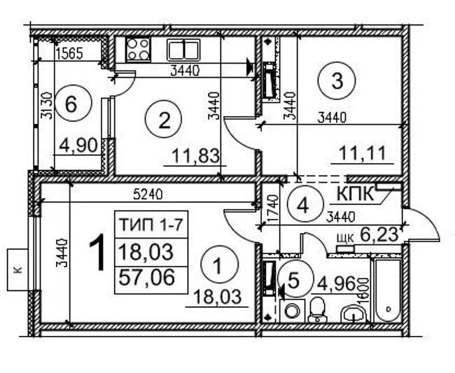 1-комнатная 57.06 м² в ЖК Выгуровщина-20 от 16 500 грн/м², Киев