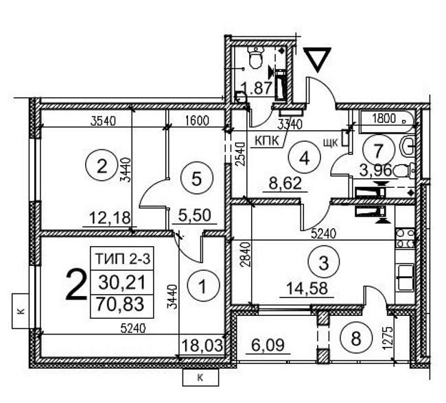 2-комнатная 70.83 м² в ЖК Выгуровщина-20 от 16 400 грн/м², Киев