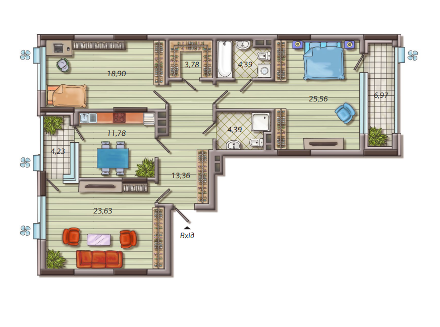 3-кімнатна 116.99 м² в ЖК Французький квартал 2 від 52 500 грн/м², Київ