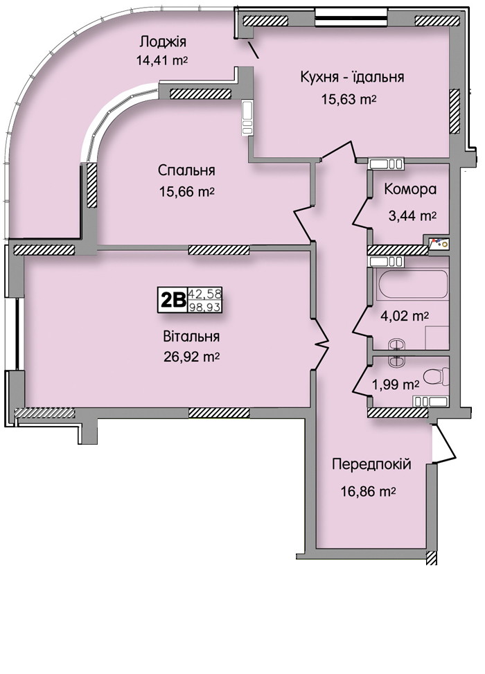 2-кімнатна 98.93 м² в ЖК по вул. Ю. Кондратюка від 20 700 грн/м², Київ