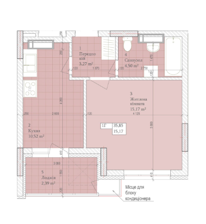 1-комнатная 35.85 м² в ЖК Дніпровська Мрія от 24 000 грн/м², Киев