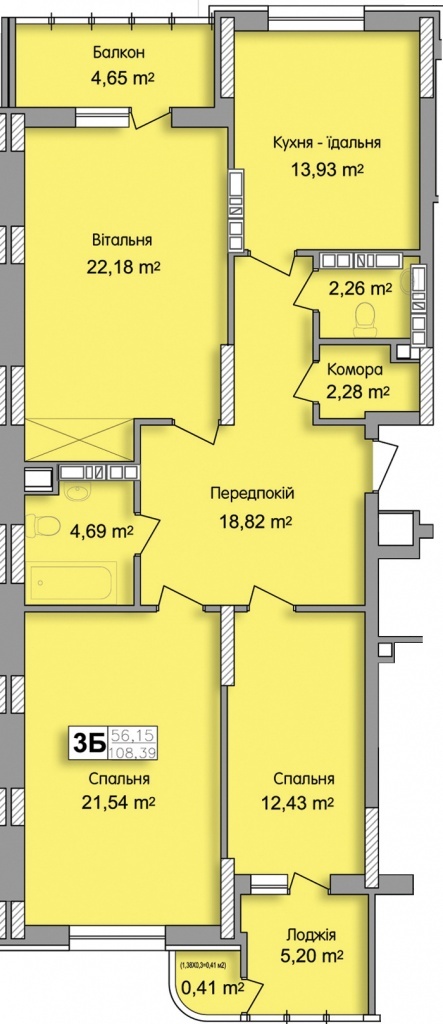 3-комнатная 108.39 м² в ЖК по ул. Ю. Кондратюка от 25 700 грн/м², Киев