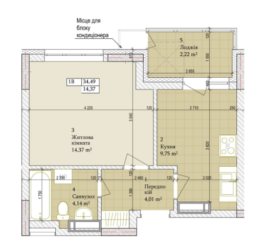 1-комнатная 34.49 м² в ЖК Дніпровська Мрія от 25 000 грн/м², Киев